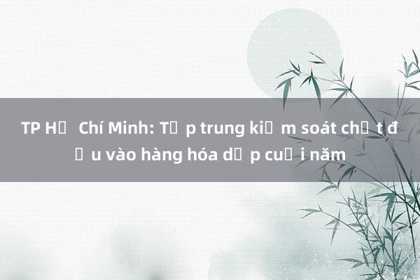 TP Hồ Chí Minh: Tập trung kiểm soát chặt đầu vào hàng hóa dịp cuối năm