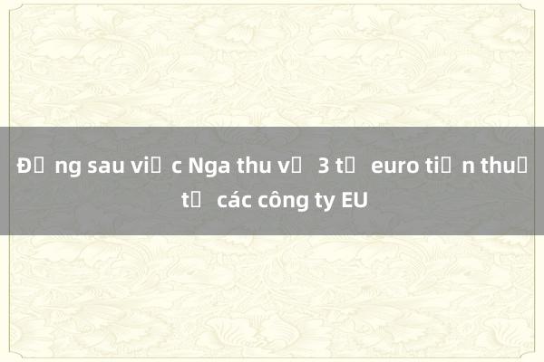 Đằng sau việc Nga thu về 3 tỷ euro tiền thuế từ các công ty EU