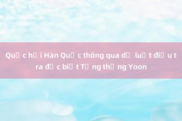 Quốc hội Hàn Quốc thông qua dự luật điều tra đặc biệt Tổng thống Yoon